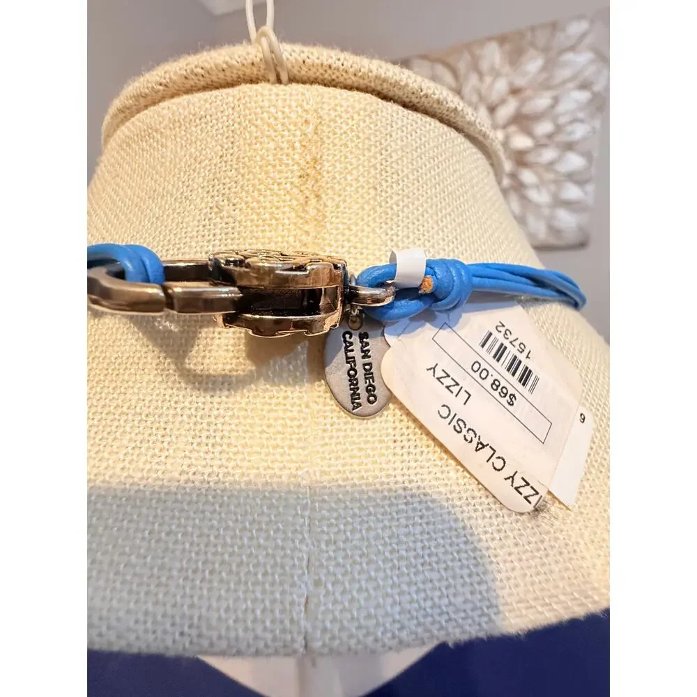 Vintage NOS Lizzy Jones Silver Blue Necklace 20”